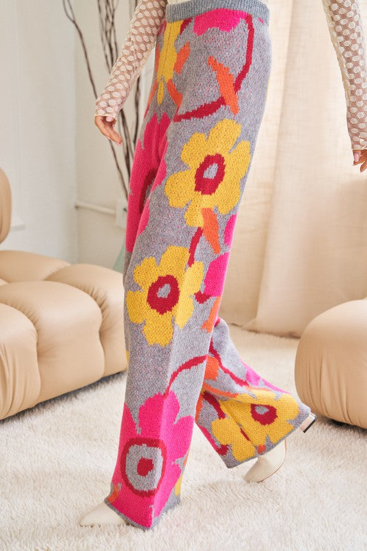 Flower Printed Casual Cozy Full Long Wide Pants - Premium  from Davi & Dani - Just $50.28! Shop now at Alexi and Gray
