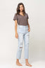 SUPER HIGH RISE DISTRESSED CROP STRAIGHT - Premium  from VERVET by Flying Monkey - Just $43.44! Shop now at Alexi and Gray