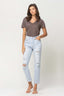 SUPER HIGH RISE DISTRESSED CROP STRAIGHT - Premium  from VERVET by Flying Monkey - Just $43.44! Shop now at Alexi and Gray