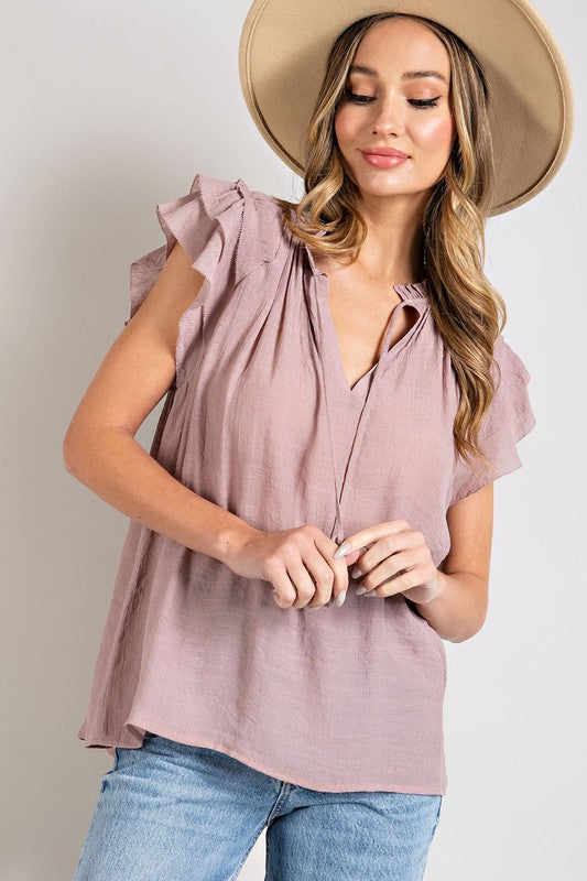 TIERED RUFFLE SLEEVE SHORT SLEEVE BLOUSE - Premium  from eesome - Just $34.10! Shop now at Alexi and Gray