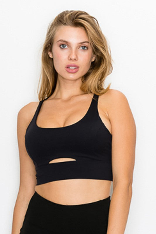 Cross Back Front Slit Sports Bra - Premium  from OTOS Active - Just $24.06! Shop now at Alexi and Gray