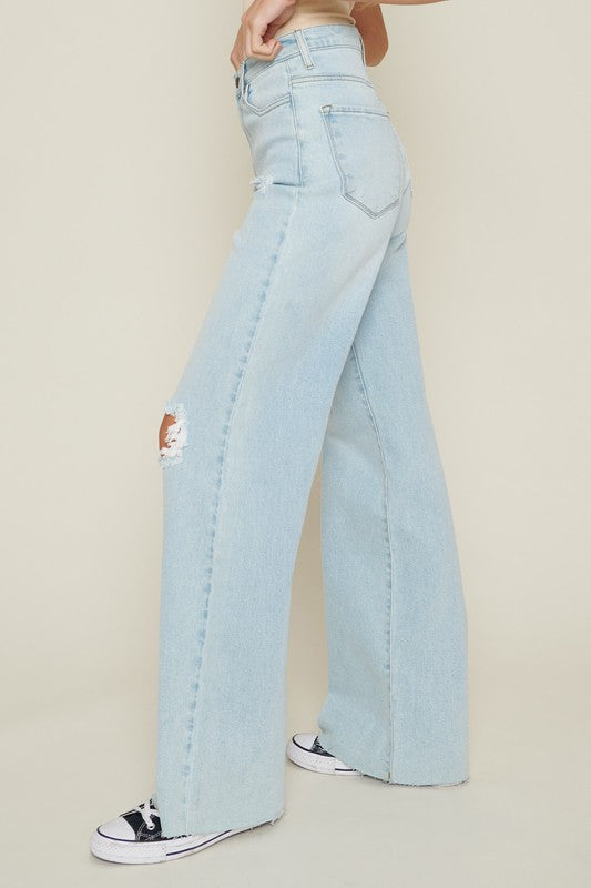 Distressed Wide Leg Jeans - Premium  from Vibrant M.i.U - Just $59.18! Shop now at Alexi and Gray