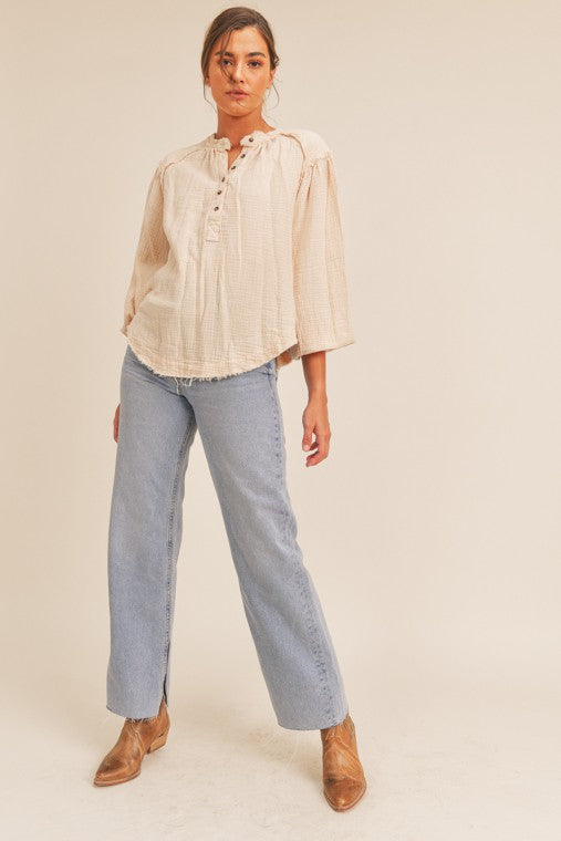Distressed Button Down Top - Premium  from Lush Clothing - Just $29.94! Shop now at Alexi and Gray