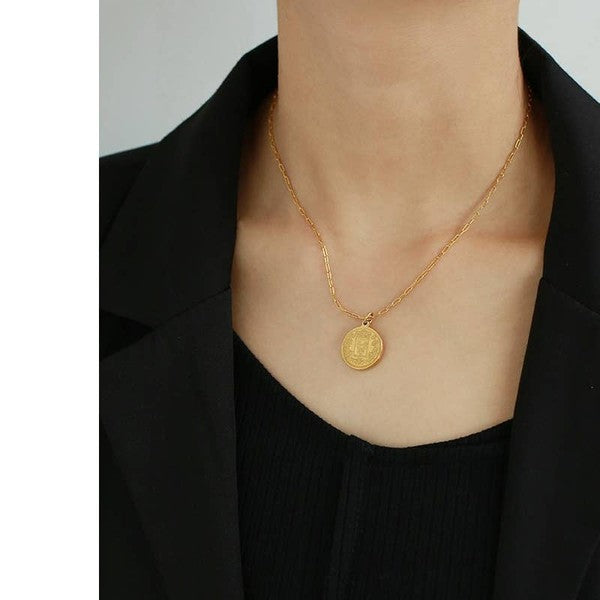 18k Gold Plated Coin Necklace - Premium  from SOCALI - Just $37.16! Shop now at Alexi and Gray