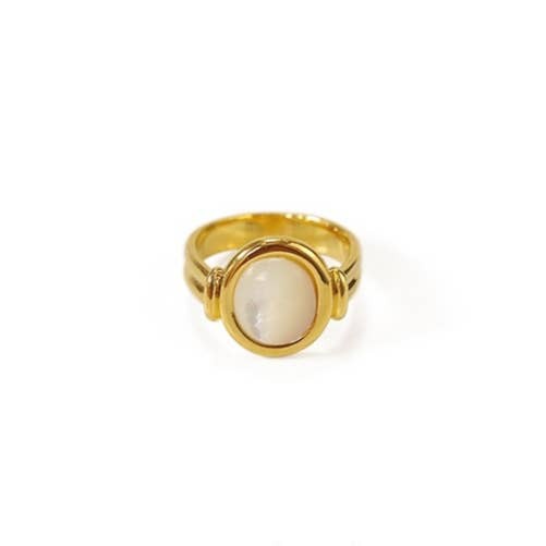 18K Gold Plated White Shell Ring - Premium  from SOCALI - Just $36.34! Shop now at Alexi and Gray
