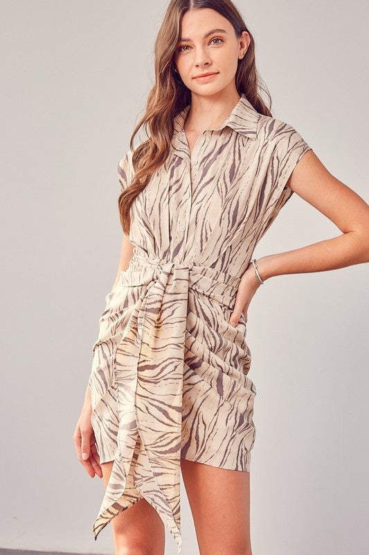 PRINT FRONT TIE DRESS - Premium  from Do + Be Collection - Just $45.10! Shop now at Alexi and Gray