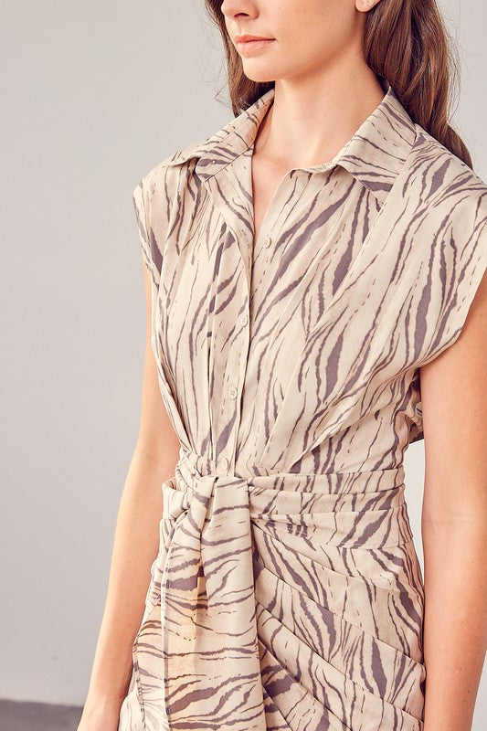 PRINT FRONT TIE DRESS - Premium  from Do + Be Collection - Just $45.10! Shop now at Alexi and Gray