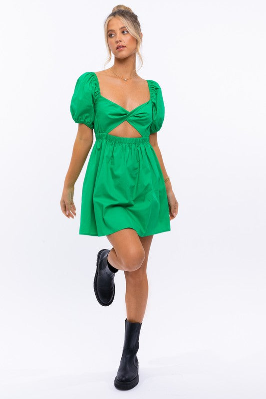 HALF SLEEVE TWISTED FRONT DRESS - Premium  from LE LIS - Just $27.42! Shop now at Alexi and Gray