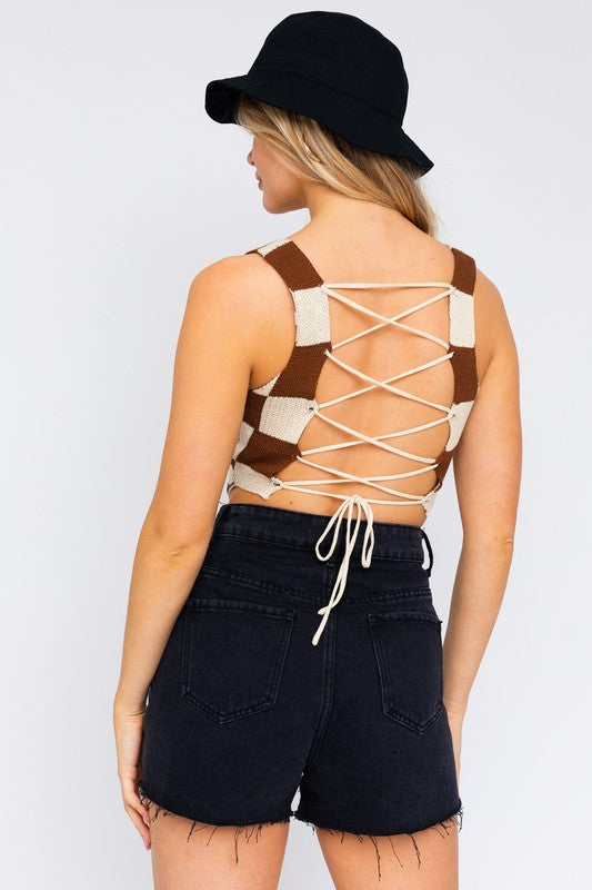 LACE BACK CROCHET TOP - Premium  from LE LIS - Just $26.40! Shop now at Alexi and Gray