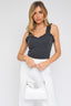 RUFFLE STRAP SWEETHEART NECKLINE RIBBED BODYSUIT - Premium  from Gilli - Just $30.24! Shop now at Alexi and Gray