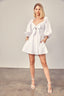 TIE FRONT PUFF SLEEVE ROMPER DRESS - Premium  from Mustard Seed - Just $56.64! Shop now at Alexi and Gray