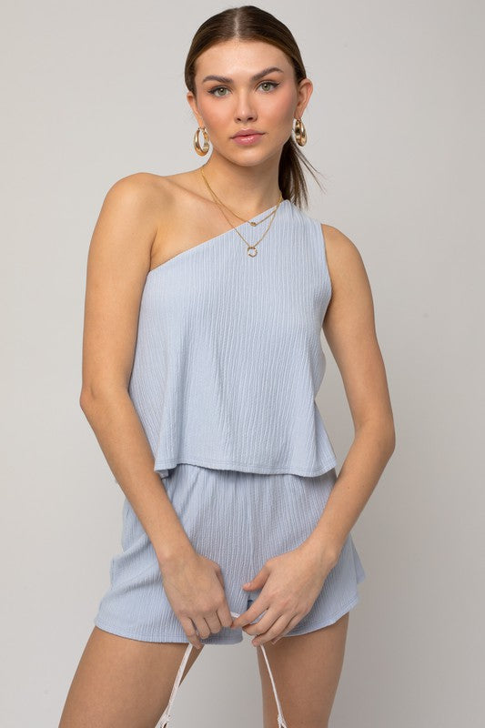 Sleeveless One Shoulder Layered Top Romper - Premium  from Gilli - Just $37.40! Shop now at Alexi and Gray