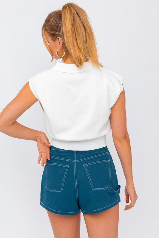 SLEEVELESS POWER SHOULDER KNIT TOP (2) - Premium  from LE LIS - Just $20.12! Shop now at Alexi and Gray