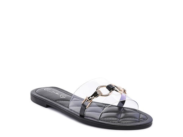 SCOTH Clear Buckled Quilted Slides - Premium  from Rag Company - Just $33.74! Shop now at Alexi and Gray