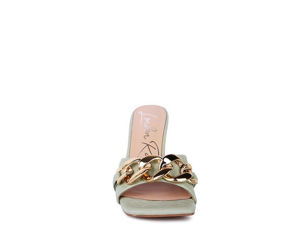 MERMAID Quilted Metal Chain Heeled Sandals - Premium  from Rag Company - Just $62.96! Shop now at Alexi and Gray