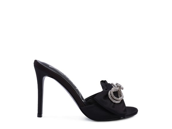 BRAG IN Crystal Bow Satin High Heeled Sandals - Premium  from Rag Company - Just $63.88! Shop now at Alexi and Gray