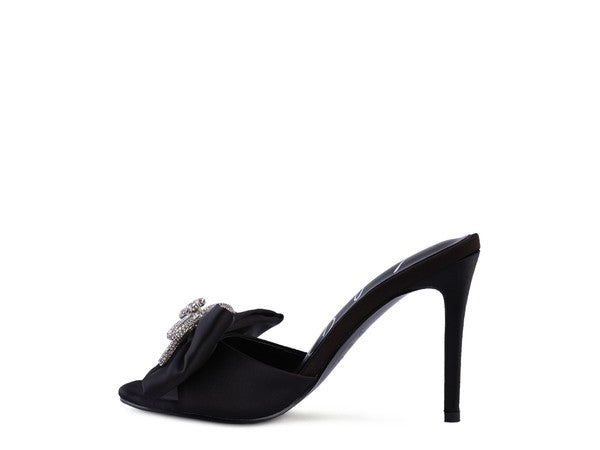 BRAG IN Crystal Bow Satin High Heeled Sandals - Premium  from Rag Company - Just $63.88! Shop now at Alexi and Gray