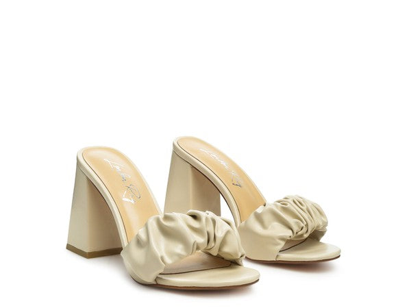 Noie Mid Block Heel Pleated Strap Sandals - Premium  from Rag Company - Just $57.68! Shop now at Alexi and Gray