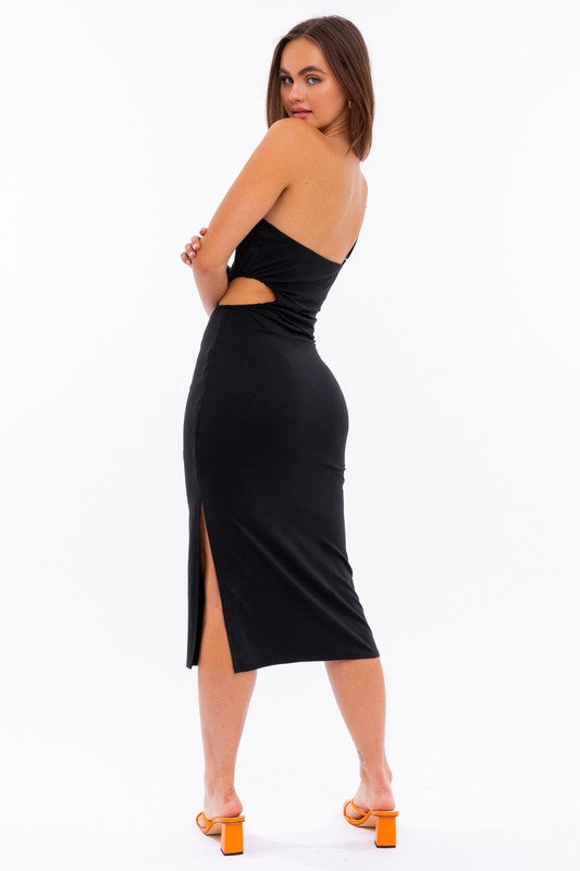 ONE SHOULDER MIDI DRESS - Premium  from LE LIS - Just $33.00! Shop now at Alexi and Gray