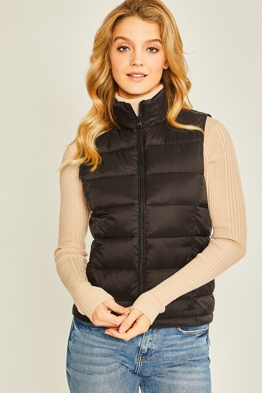 High Neck Padded Puffer Vest - Premium  from Love Tree - Just $21! Shop now at Alexi and Gray