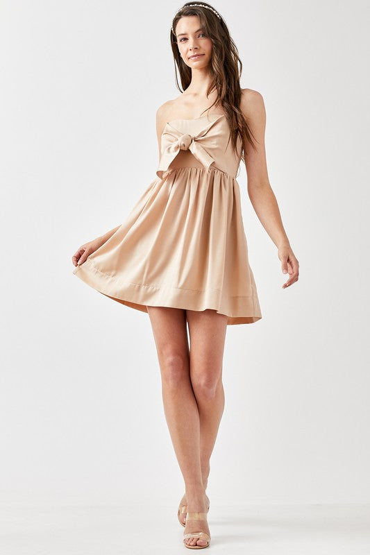 TIE FRONT TUBE ROMPER DRESS - Premium  from Mustard Seed - Just $29.70! Shop now at Alexi and Gray