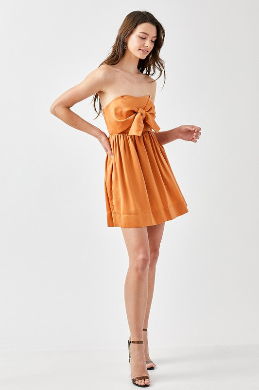 TIE FRONT TUBE ROMPER DRESS - Premium  from Mustard Seed - Just $29.70! Shop now at Alexi and Gray