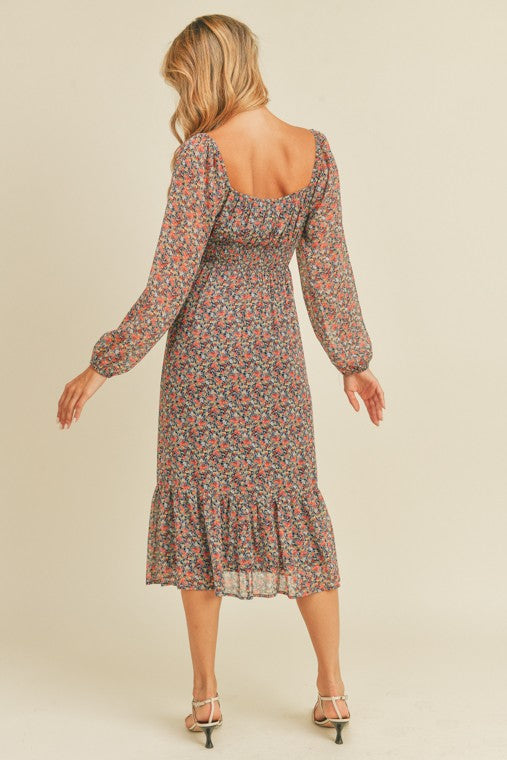 Floral Print Midi Dress - Premium  from Lush Clothing - Just $51.70! Shop now at Alexi and Gray