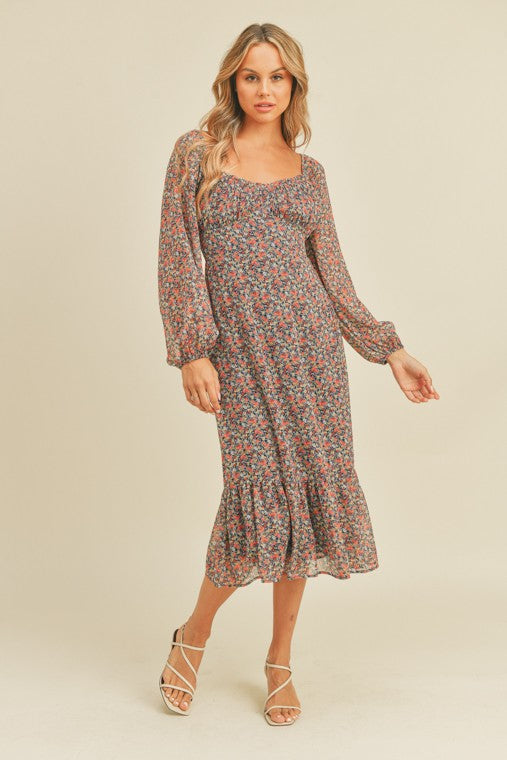 Floral Print Midi Dress - Premium  from Lush Clothing - Just $51.70! Shop now at Alexi and Gray