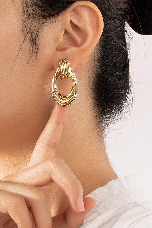 Premium trio metal knot and hoop earrings - Premium  from LA3accessories - Just $11.70! Shop now at Alexi and Gray