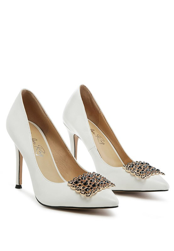 CIRRUS STILETTO CRYSTAL BROOCH PUMPS - Premium  from Rag Company - Just $69.78! Shop now at Alexi and Gray
