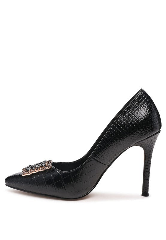 CIRRUS STILETTO CRYSTAL BROOCH PUMPS - Premium  from Rag Company - Just $69.78! Shop now at Alexi and Gray