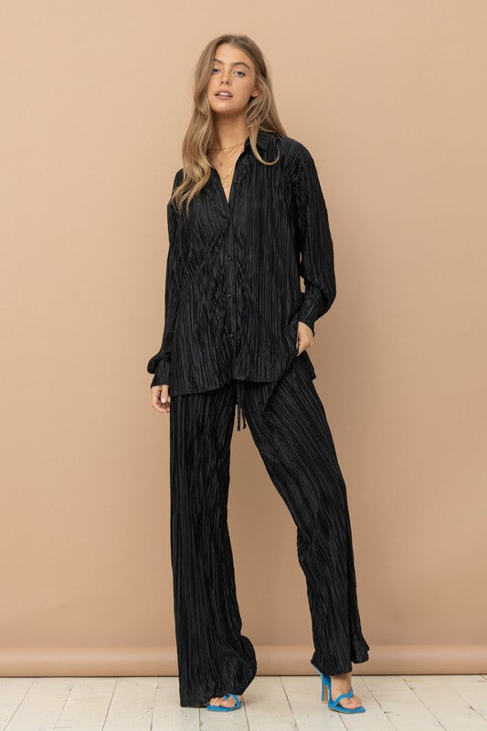 Pleated Blouse Pants Set - Premium  from Blue B - Just $61.60! Shop now at Alexi and Gray