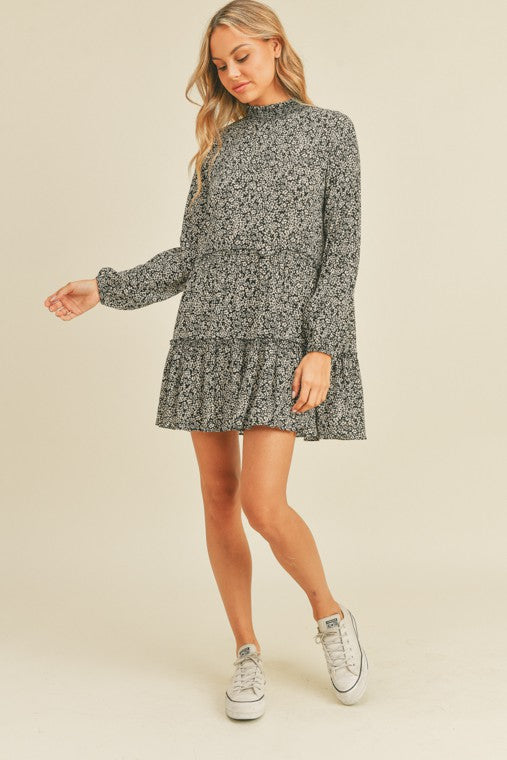 Mock Neck Tiered Dress - Premium  from Lush Clothing - Just $45.10! Shop now at Alexi and Gray
