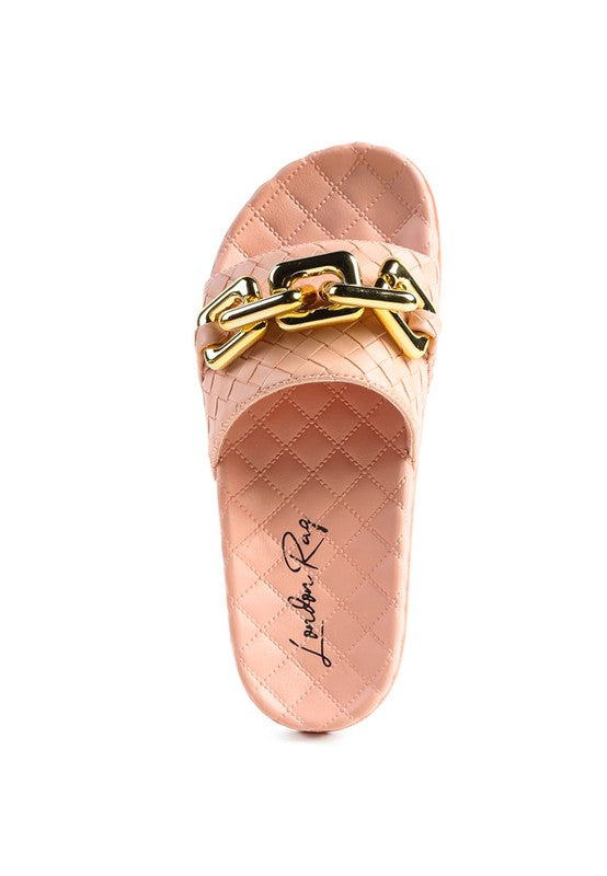 MIAMI SHOT BLING CHAIN STRAP WOVEN SLIP ON FLATS - Premium  from Rag Company - Just $29.90! Shop now at Alexi and Gray