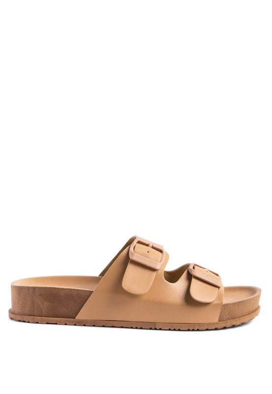 MINATA PLATFORM BUCKLED SLIDE SANDALS - Premium  from Rag Company - Just $31.98! Shop now at Alexi and Gray