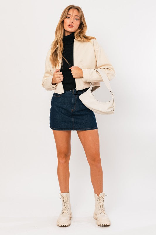 ZIP DETAIL CROP JACKET - Premium  from LE LIS - Just $67.10! Shop now at Alexi and Gray