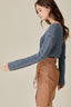 V NECK WASHED CROP SWEATER - Premium  from Mustard Seed - Just $55! Shop now at Alexi and Gray