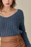 V NECK WASHED CROP SWEATER - Premium  from Mustard Seed - Just $55! Shop now at Alexi and Gray