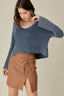 V NECK WASHED CROP SWEATER - Premium  from Mustard Seed - Just $55.00! Shop now at Alexi and Gray