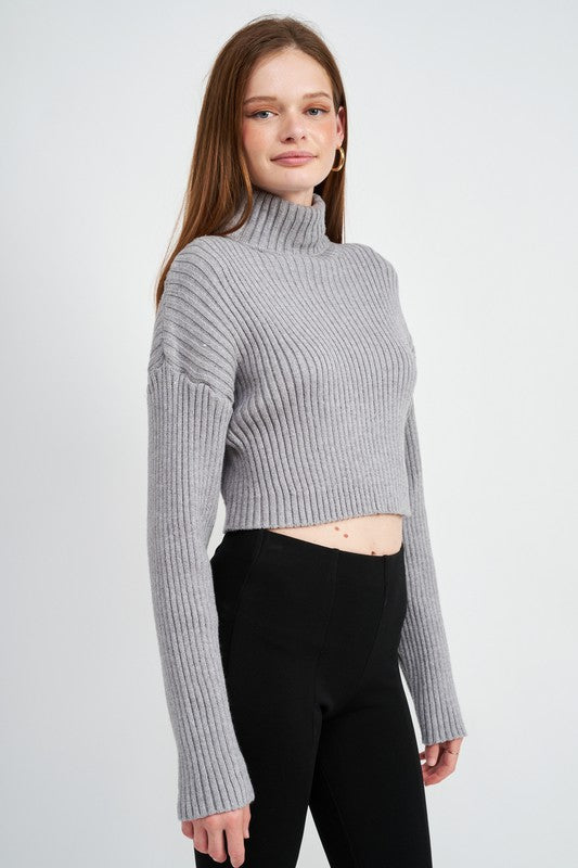 BOXY TURTLENECK CROPPED TOP - Premium  from Emory Park - Just $46.80! Shop now at Alexi and Gray