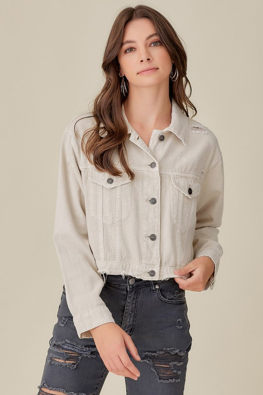 COLOR DENIM JACKET - Premium  from Mustard Seed - Just $62.70! Shop now at Alexi and Gray