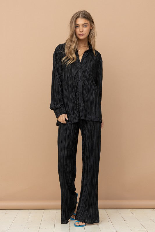 Pleated Blouse Pants Set - Premium  from Blue B - Just $61.60! Shop now at Alexi and Gray