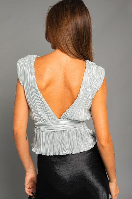 POWER SHOULDER PEPLUM TOP - Premium  from LE LIS - Just $34.10! Shop now at Alexi and Gray