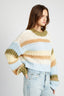 MULTI STRIPED SWEATER WITH MOCK NECK