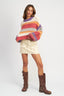 MULTI STRIPED SWEATER WITH MOCK NECK