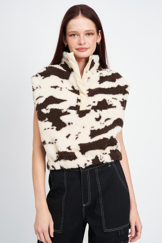 COW PRINT VESTS WITH ZIPPER - Premium  from Emory Park - Just $57.20! Shop now at Alexi and Gray