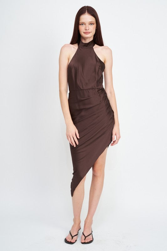 HALTER NECK ASYMMETRICAL DRESS - Premium  from Emory Park - Just $61.10! Shop now at Alexi and Gray