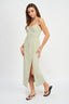 SPAGHETTI STRAP MIDI DRESS WITH SLIT - Premium  from Emory Park - Just $65.00! Shop now at Alexi and Gray