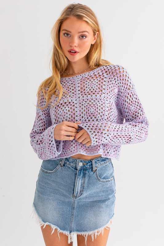 LONG SLEEVE CROCHET TOP - Premium  from LE LIS - Just $47.20! Shop now at Alexi and Gray