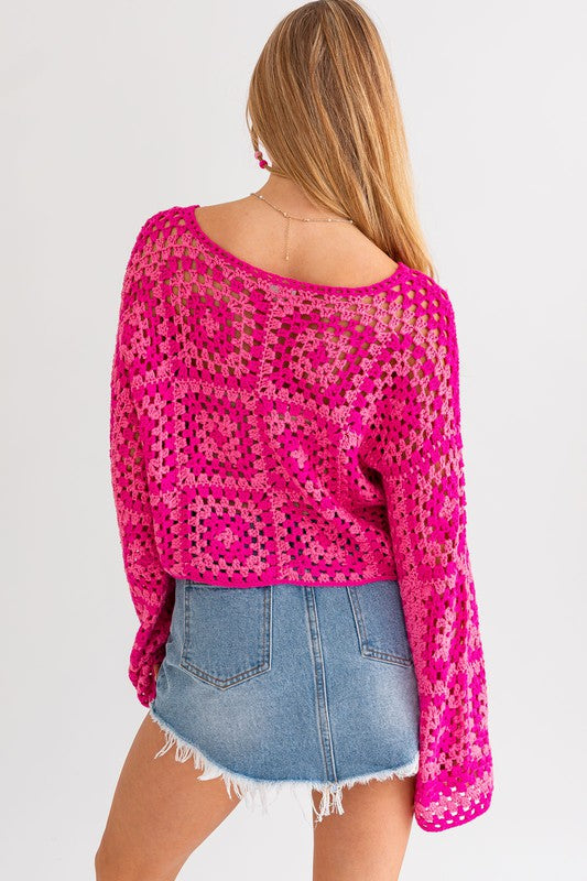 LONG SLEEVE CROCHET TOP - Premium  from LE LIS - Just $47.20! Shop now at Alexi and Gray